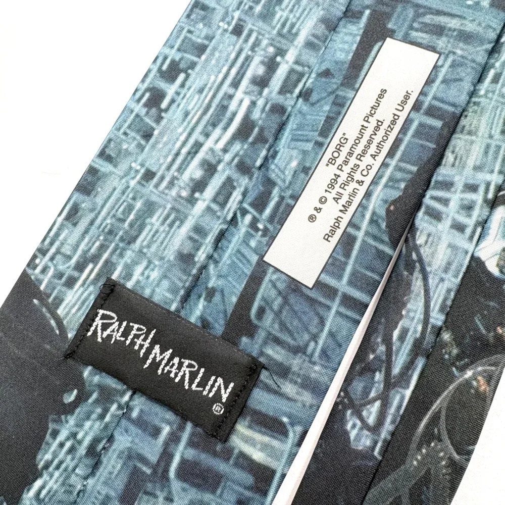 Ralph Marlin Necktie Blue Star Trek Borg Vintage 1994 Sci-Fi All Over Print Tie‎